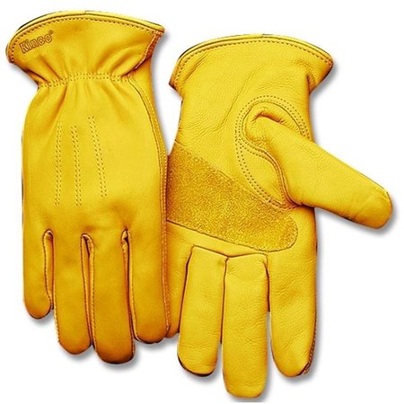 HEATKEEP PremiumGrade Driver Gloves, Men's, M, 11 in L, Keystone Thumb, EasyOn Cuff, Cowhide Leather, Gold 198HK-M